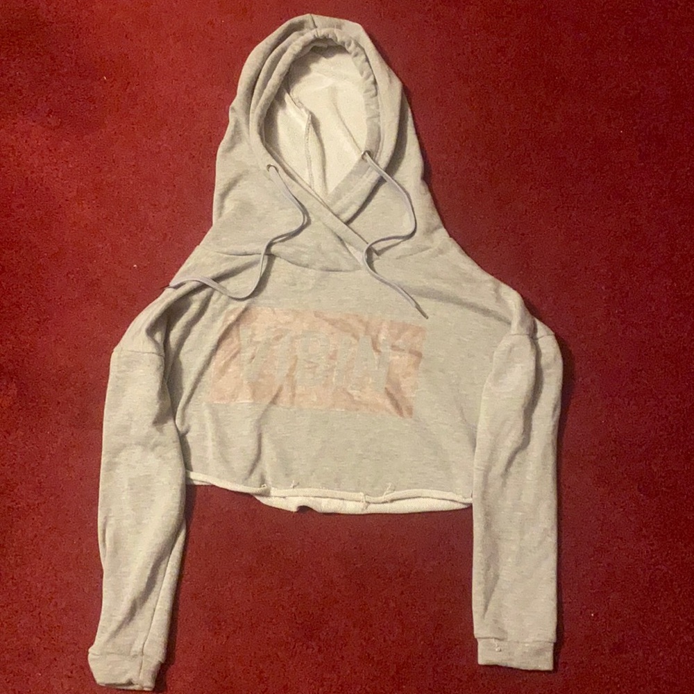 Rue 21 gray half top hooded sweatshirt